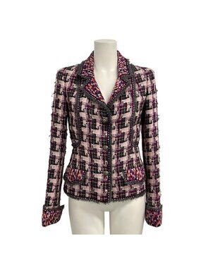 Chanel Jacket 36 S Light Pink Purple Multi Tweed Cotton